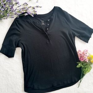 Women's Black Three Quarter Sleeve Top Plus XXL